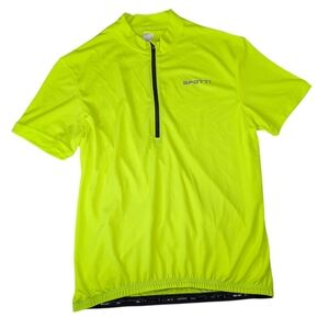 Spotti Cycling Jersey Mens 3X Neon Yellow Biking Shirt 1/4 Zip Rear Pockets NWOT